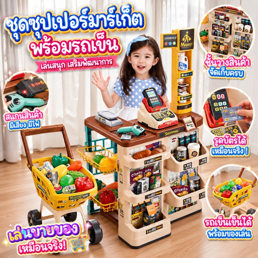 ชุดซูเปอร์มาร์เก็ตจำลอง พร้อมรถเข็น